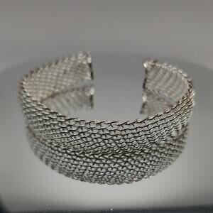 Vintage Silver Woven Cuff Bracelet